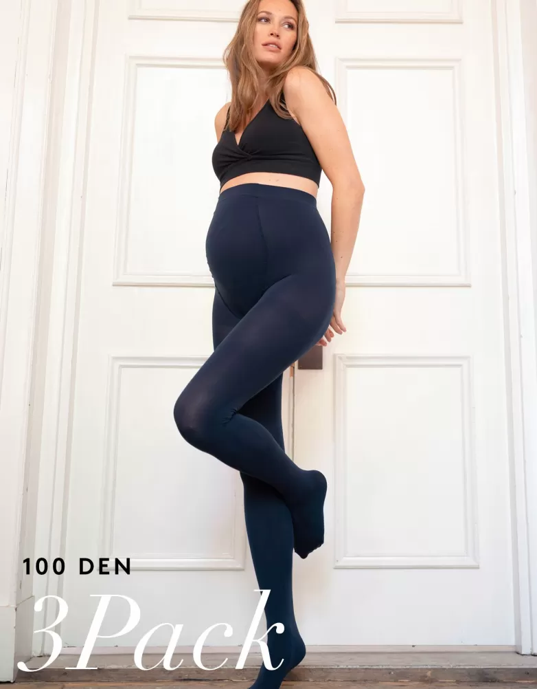 Store 100 Denier Navy zwangerschapspanty - 3 paar Lingerie en corrigerende kleding | Lingerie & Shapewear