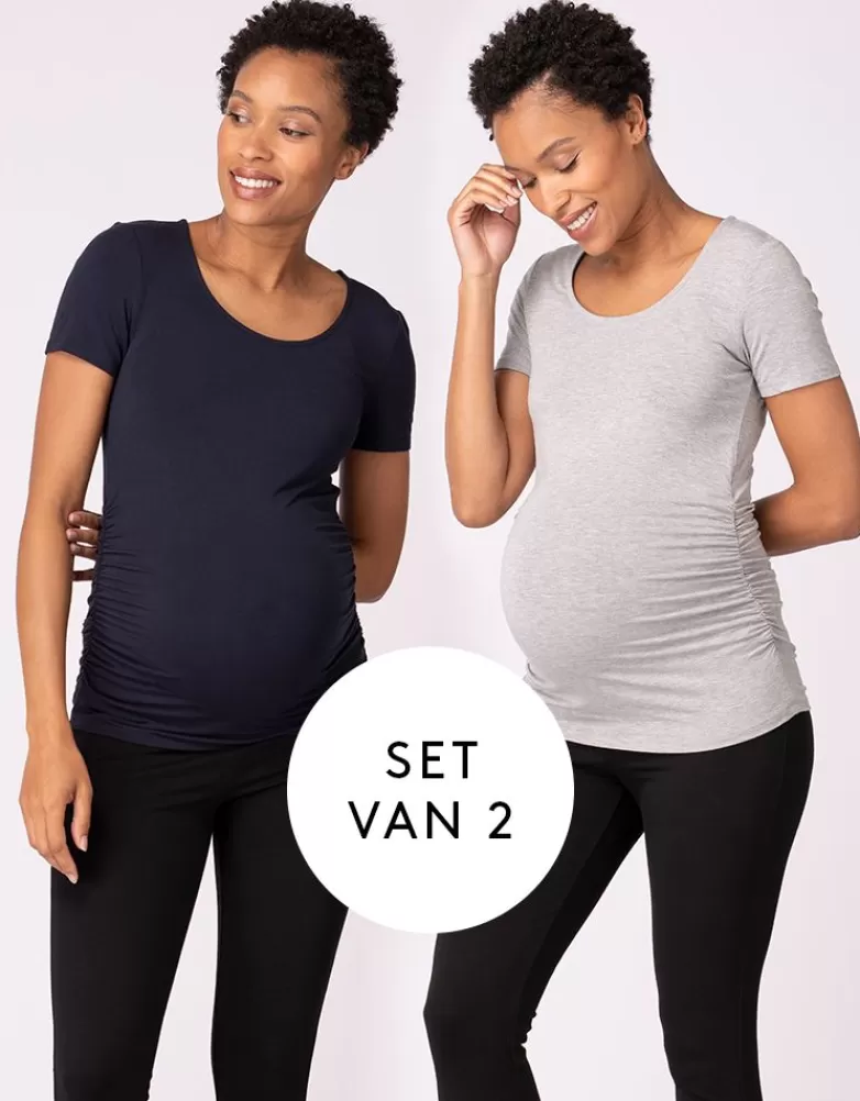 Store Basic Positieshirts – Marineblauw en Grijs Duo Verpakking Loungewear | Nachtkleding