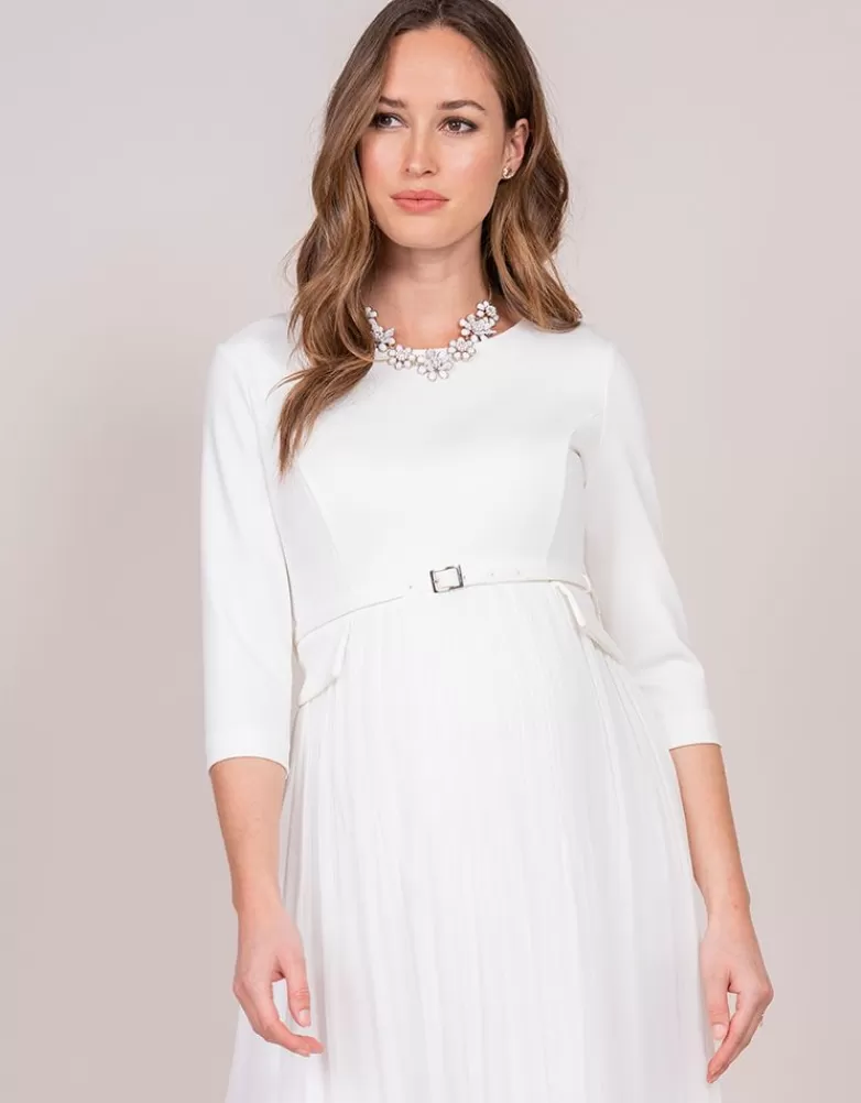 Sale Ivoor geplooide zwangerschaps midi-jurk Occasion Dresses | Jurken