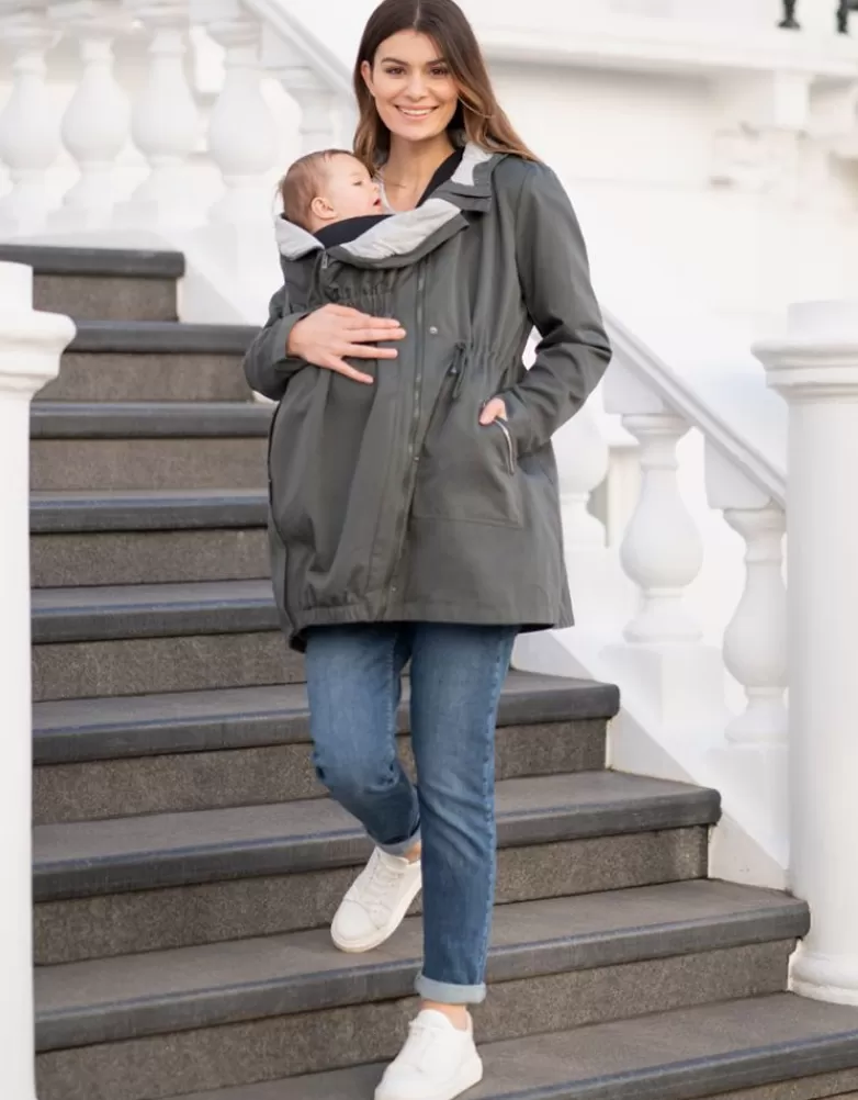 Shop Kaki Utility Parka 4-in-1 Zwangerschaps-naar-draagjack met capuchon Jassen & Dragen | Babykleding Dragen