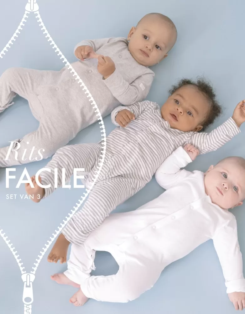 Discount Katoenen kruippakje met gemakkelijke sluiting – Set van 3 | Baby Cadeau | Babykleding