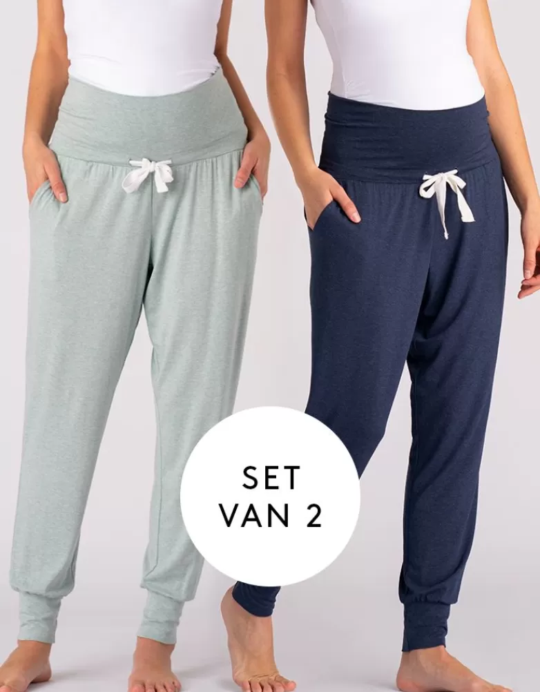 Fashion Zwangerschapsloungebroek - marine en salie dubbele verpakking | Alle Verzorgingskleding | Loungewear