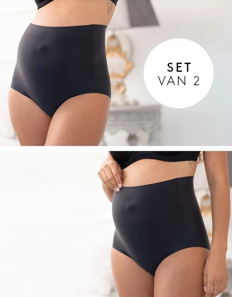 Sale Zwarte Geen VPL Over de Buik Positieslips – Duo verpakking Alle Verzorgingskleding | Lingerie en corrigerende kleding